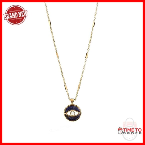 Sodalite and Mother-of-Pearl Evil Eye Medallion Necklace  Adjustable Evil Eye Pendant Necklace with Sodalite Stone